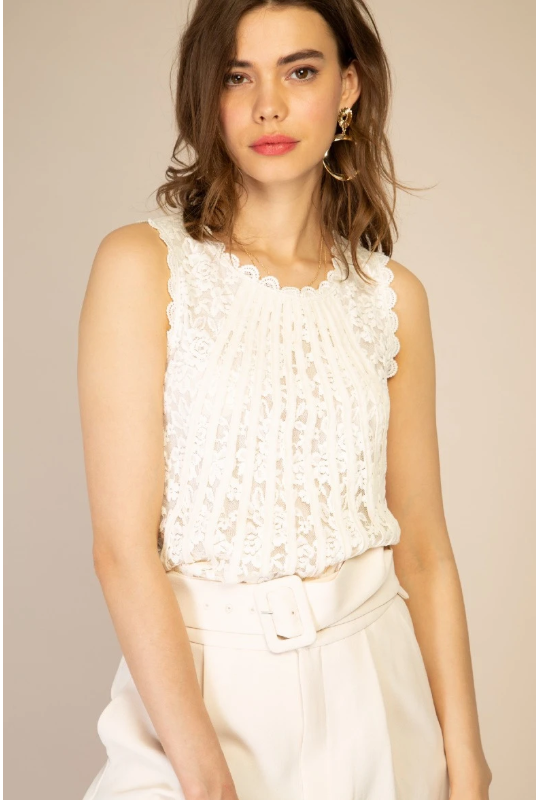 Camisa de encaje Beige