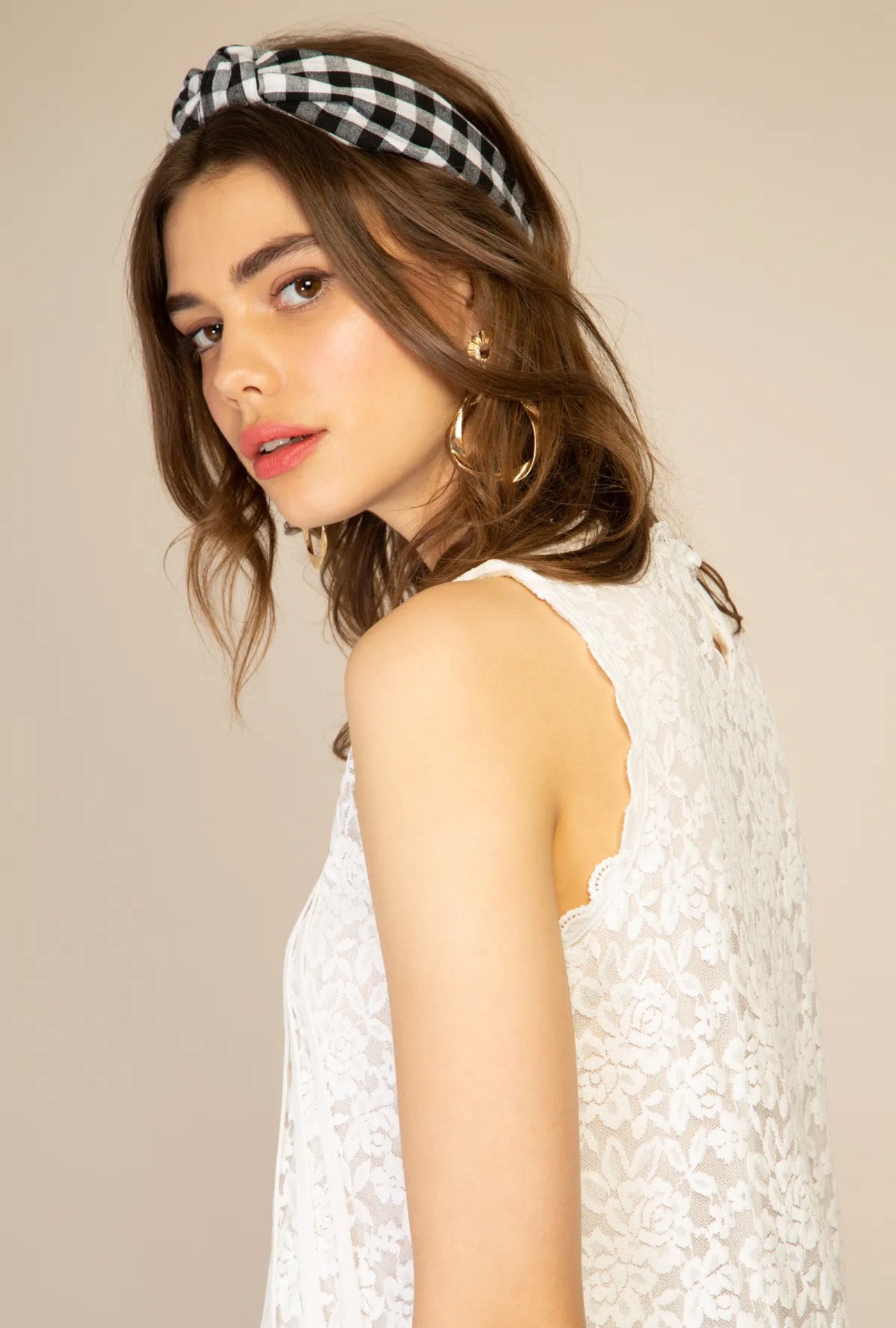 Camisa de encaje Beige