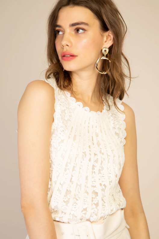 Camisa de encaje Beige