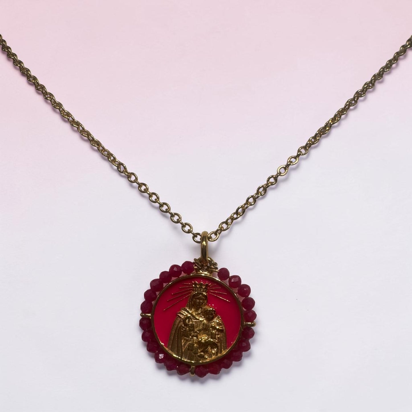 Medalla Virgen del Carmen Rosa