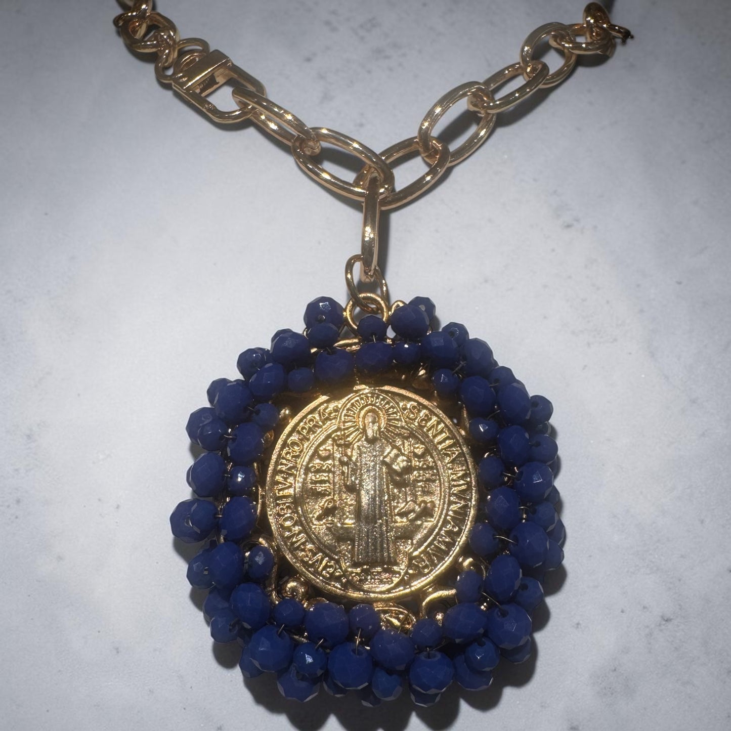 Medalla San Benito azul XXL