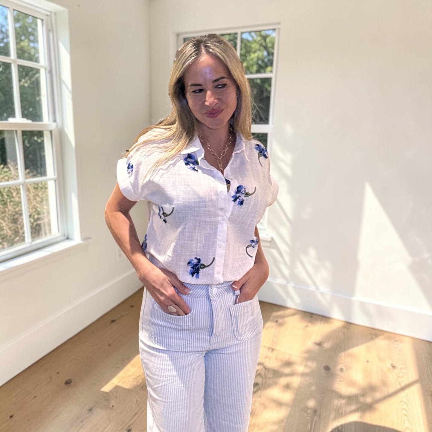 Camisa clavel azul