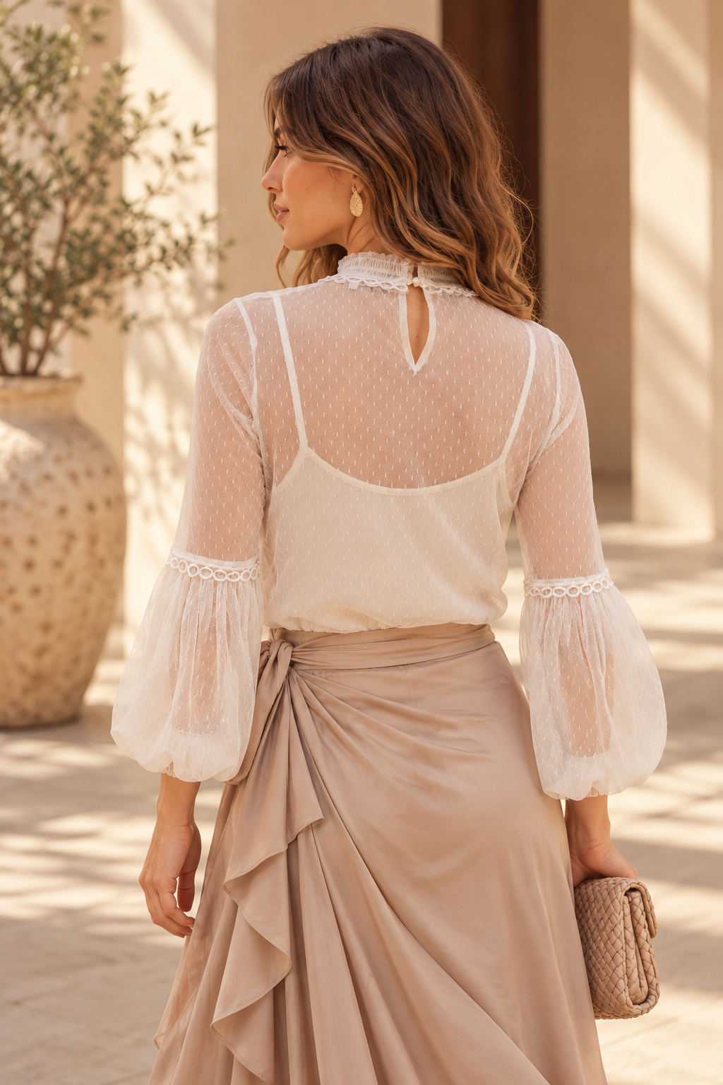 Camisa Dúo de plumeti y encaje blanca