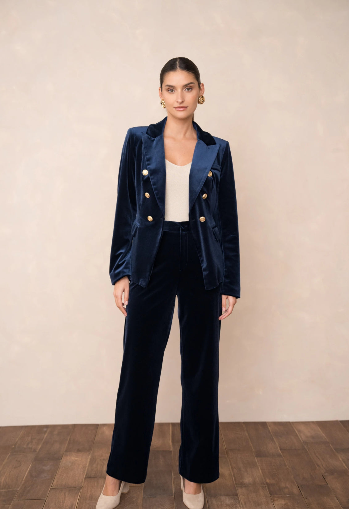 Blazer terciopelo azul marino