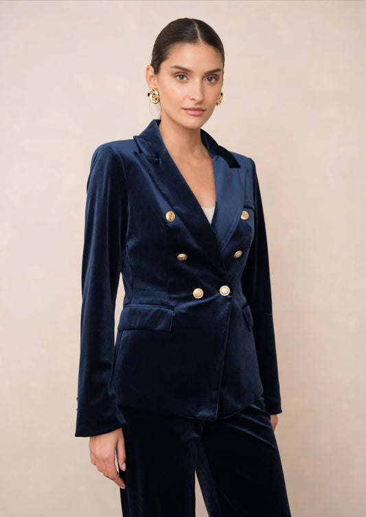 Blazer terciopelo azul marino