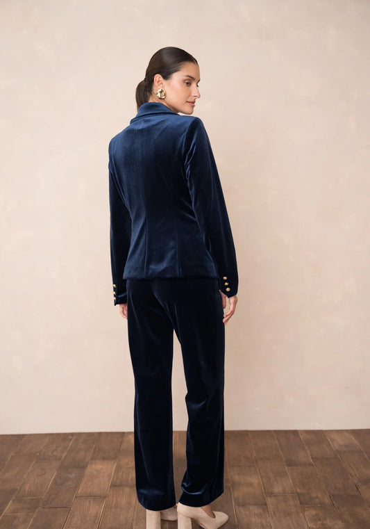 Blazer terciopelo azul marino