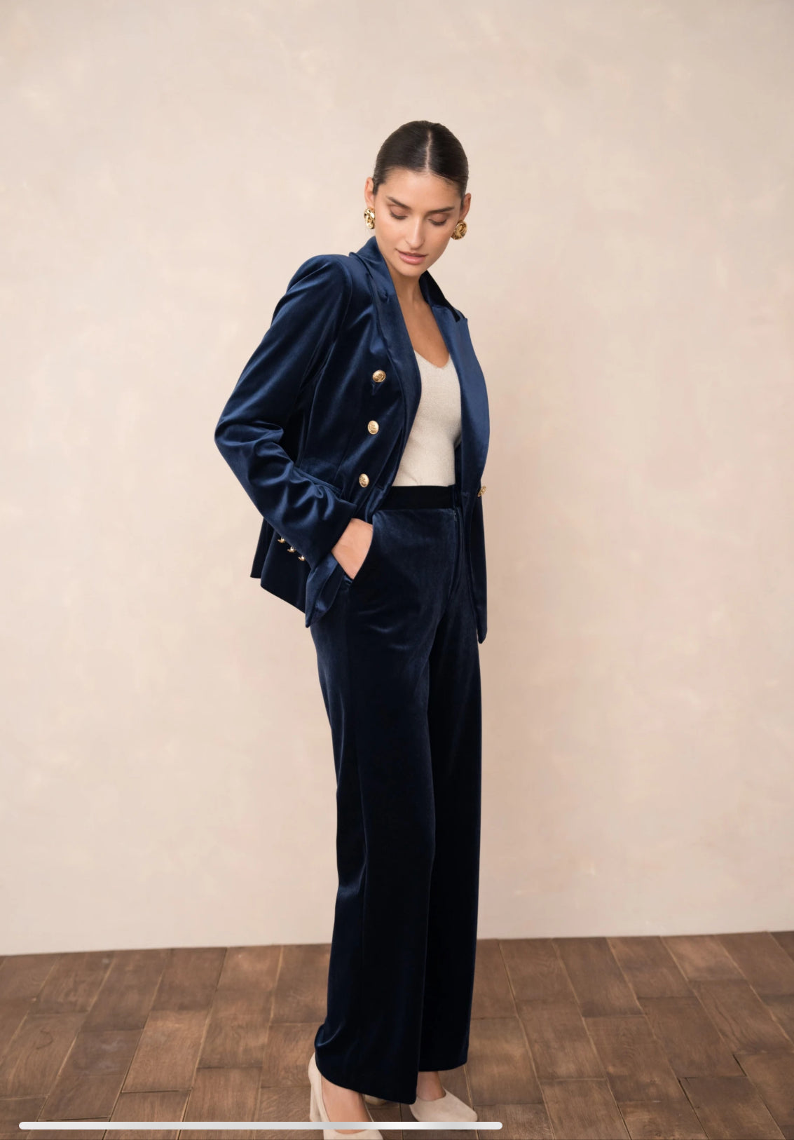 Blazer terciopelo azul marino