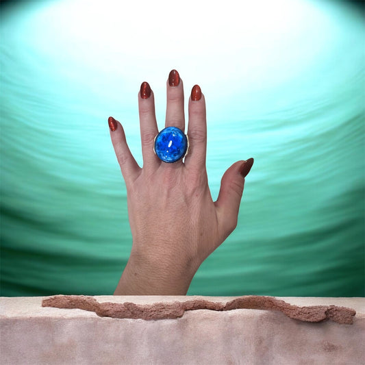 Anillo ovalado azul